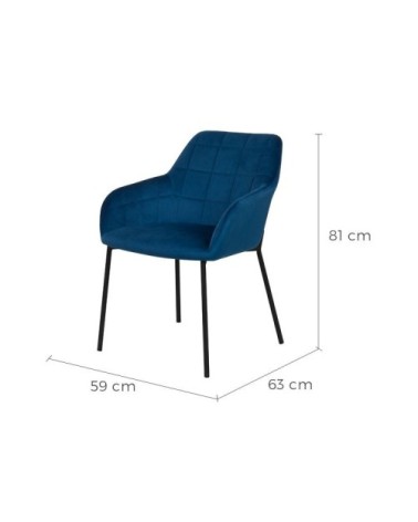Chaise en velours bleu foncé (lot de 2)