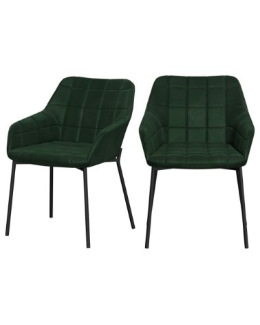 Chaise en velours vert foncé (lot de 2)