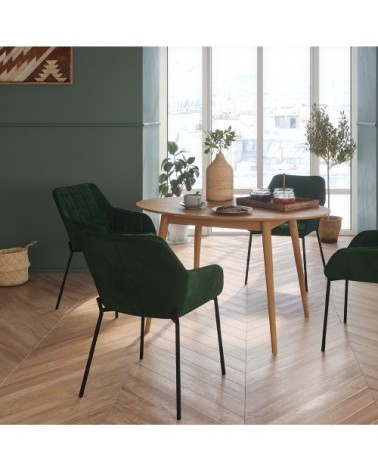 Chaise en velours vert foncé (lot de 2)