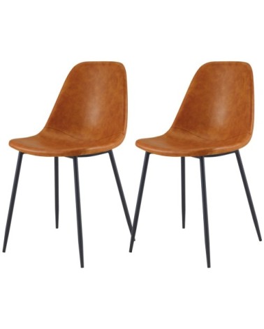 Chaise en cuir synthétique camel (lot de 2)