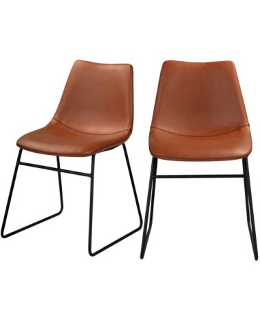 Chaise en cuir synthétique marron (lot de 2)