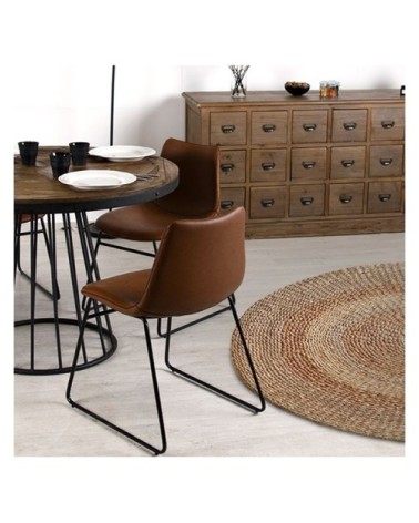 Chaise en cuir synthétique marron (lot de 2)