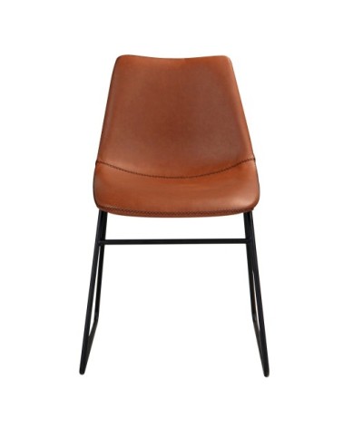 Chaise en cuir synthétique marron (lot de 2)