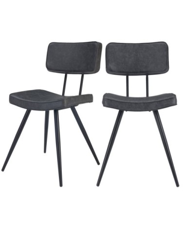 Chaise en cuir synthétique gris/noir (lot de 2)