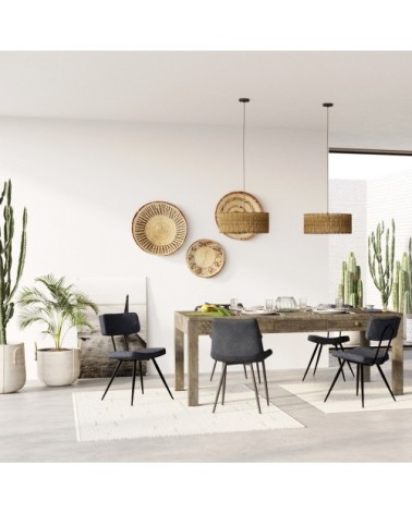 Chaise en cuir synthétique gris/noir (lot de 2)