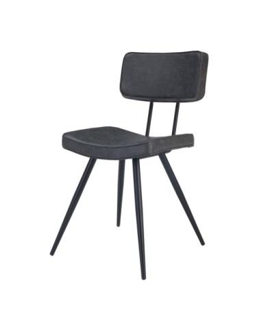 Chaise en cuir synthétique gris/noir (lot de 2)