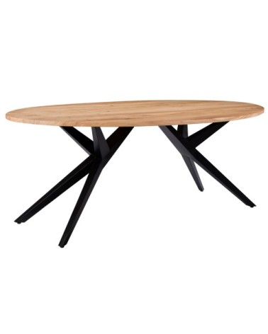 Table ovale 200 cm en bois et pieds en métal 8 personnes