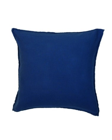 Taie d'oreiller gaze de coton bleu nuit 65X65 CM