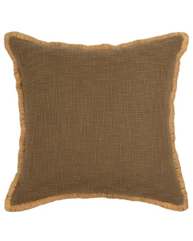 Housse de coussin en coton texturé vert kaki et beige 40x40