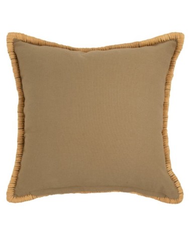 Housse de coussin en coton texturé vert kaki et beige 40x40