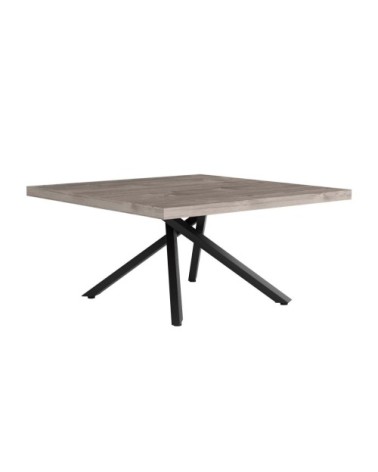 Table basse carrée moderne avec pieds métal L90cm - Marron