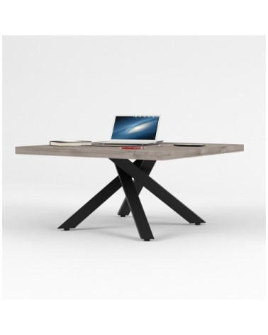 Table basse carrée moderne avec pieds métal L90cm - Marron