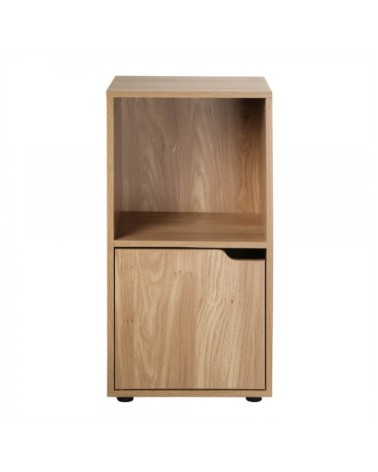 Table de chevet 2 cases décor bois 1 porte