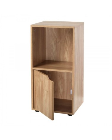 Table de chevet 2 cases décor bois 1 porte