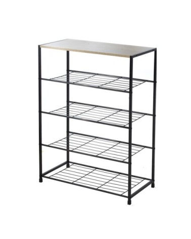 Etagère à chaussures 5 niveaux en métal noir