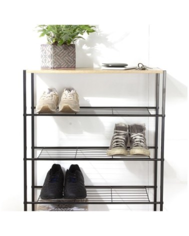 Etagère à chaussures 5 niveaux en métal noir