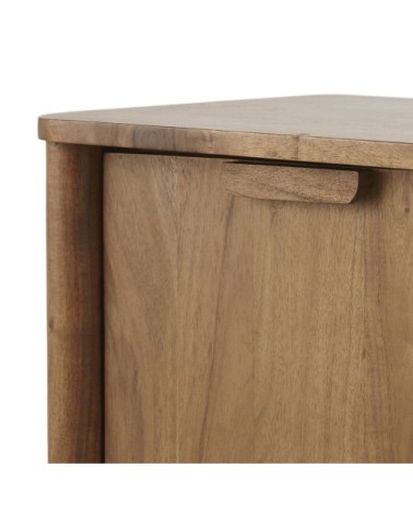 Table de chevet 1 porte réversible en bois d'acacia massif marron