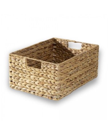 Panier en jacinthe d'eau armature métal - hauteur 17 cm - Beige