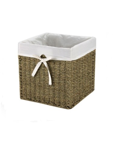 Cube de rangement en jonc de mer 28x28x28cm - Marron