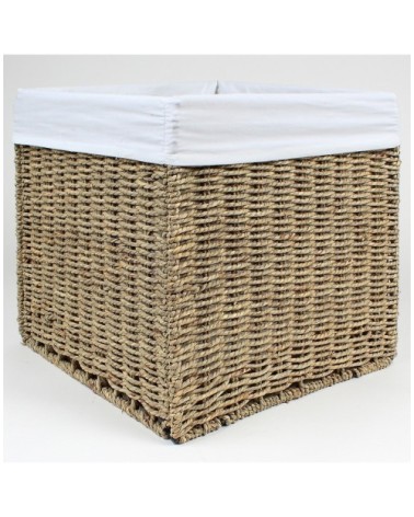 Cube de rangement en jonc de mer 28x28x28cm - Marron