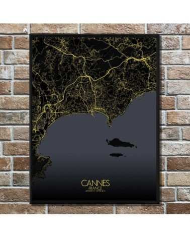 Affiche Cannes Carte Nuit 40x50