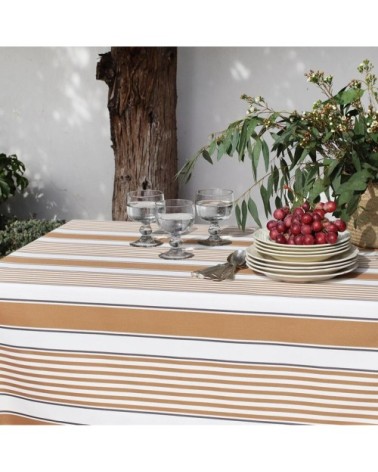 Nappe enduite coton Marron 160x250 cm