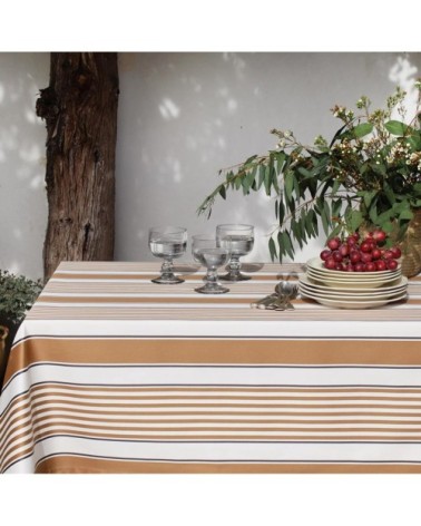 Nappe enduite coton Marron 160x160 cm