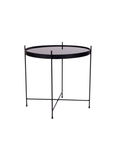 Table basse en verre et métal D48xh48cm noir