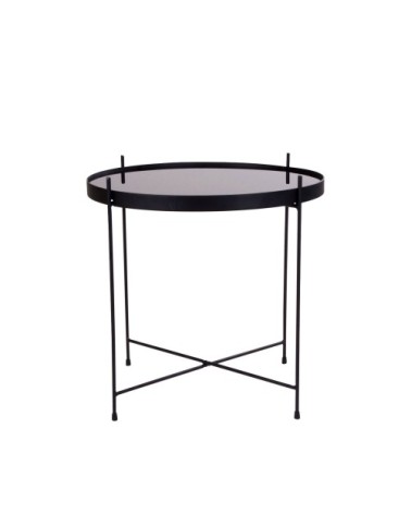Table basse en verre et métal D48xh48cm noir