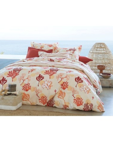 Housse de couette 200x200 en percale de coton corail