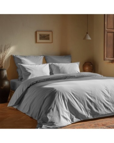 Housse de couette en coton lavé biologique gris perle 240x220 cm