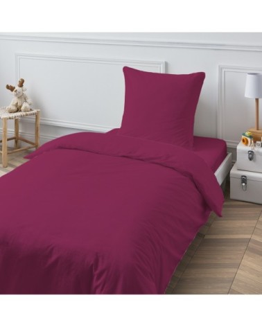 Housse de couette en coton 57 fils unie magenta 140x200cm