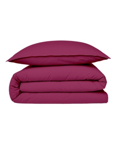 Housse de couette en coton 57 fils unie magenta 140x200cm