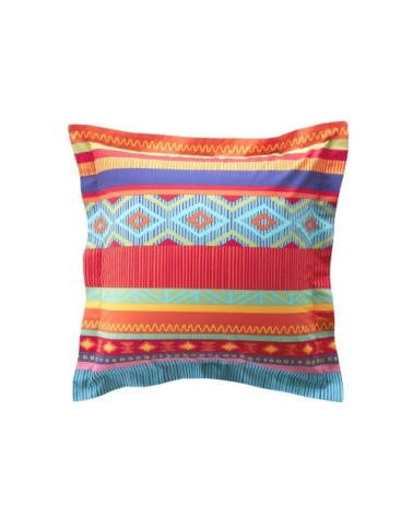 Taie d'oreiller carrée en coton multicolore