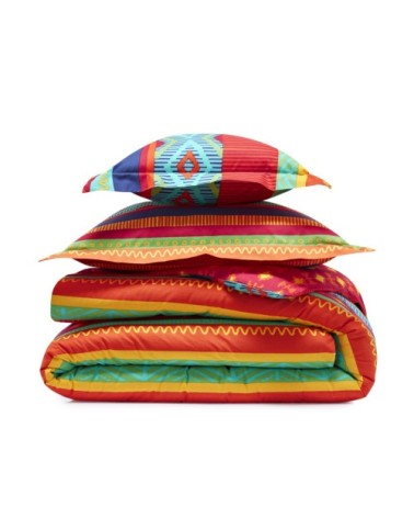 Taie d'oreiller carrée en coton multicolore