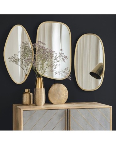 Miroirs organiques en métal doré (x3) 37x59