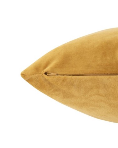 Housse de coussin en velours embossé feuillages jaune moutarde 40x40