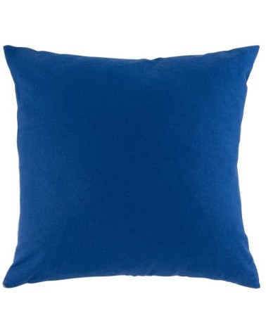 Housse de coussin à motifs en coton, ramie et lin écru, bleu et caramel 40x40