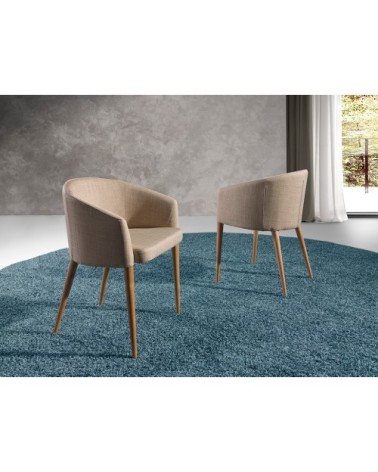 Chaise en tissu avec pieds en bois noyer