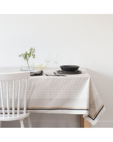 Nappe enduite à motifs beiges et gris anthracite 140x250