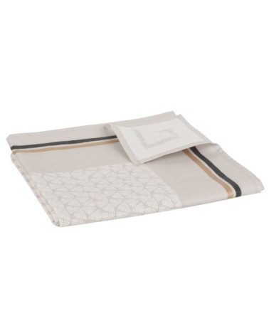 Nappe enduite à motifs beiges et gris anthracite 140x250