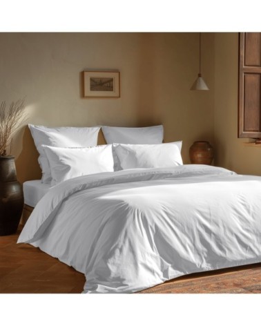 Housse de couette en coton lavé biologique blanc 140x200 cm