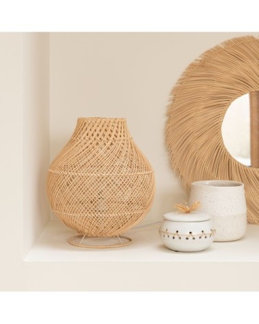 Lampe en rotin beige