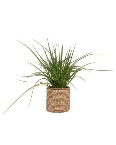 Plante artificielle et pot en fibre végétale beige