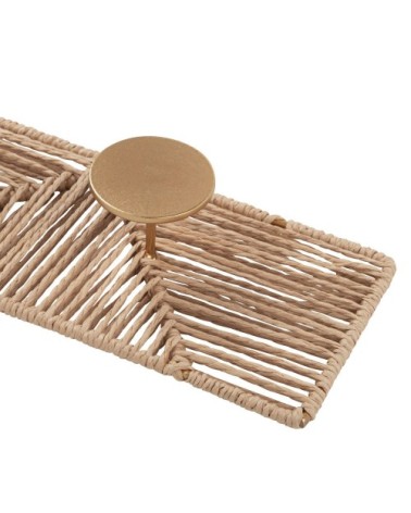 Patère 3 crochets dorés en papier et métal beige