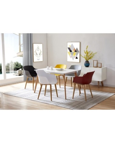 Chaise scandinave curry pied métal effet bois (x4)