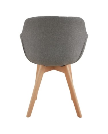 STEFFY - Chaise scandinave tissu gris pied hêtre (x4)