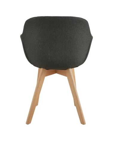 STEFFY - Chaise scandinave tissu gris anthracite pied hêtre (x4)