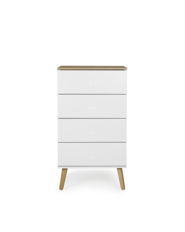 Petit meuble de rangement en bois 4 tiroirs H98cm blanc