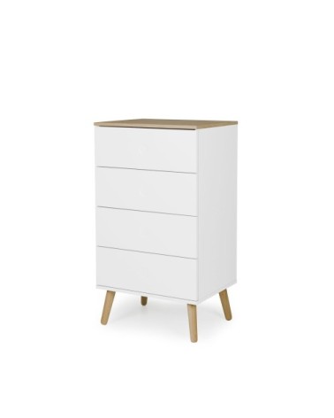 Petit meuble de rangement en bois 4 tiroirs H98cm blanc